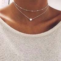 simple fashion necklace copper heart multi layer collar chain necklace fashion women jewelry gift