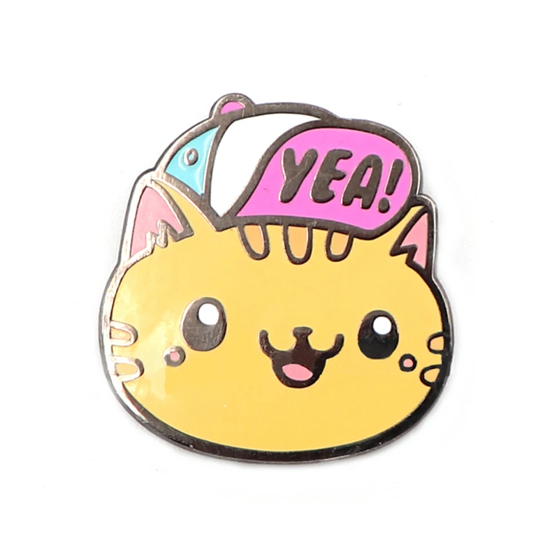 

Заколки для лацканов в виде милых кошек на заказ, оптовая продажа от производителя, художественный дизайн, желтый кот с черным никелевым пок...
