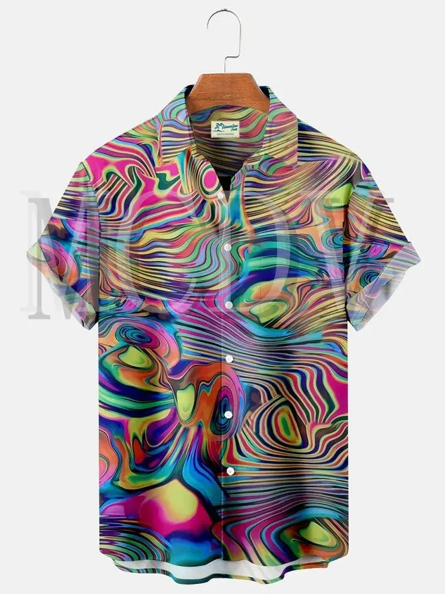 

Neon Ombre Hawaiian Breast Pocket Shirt Oversized Vacation Wrinkle-Free Shirt Hawaiian Shirts Women For Men