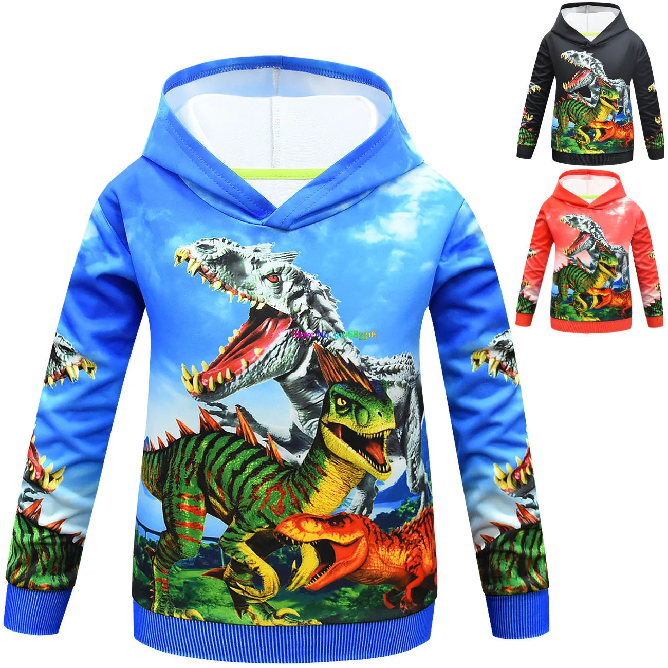 

Kids Boys Girls Animals Dinosaur T-Rex Printing Long Sleeves Hooded Sweatshirt Children Hoodies