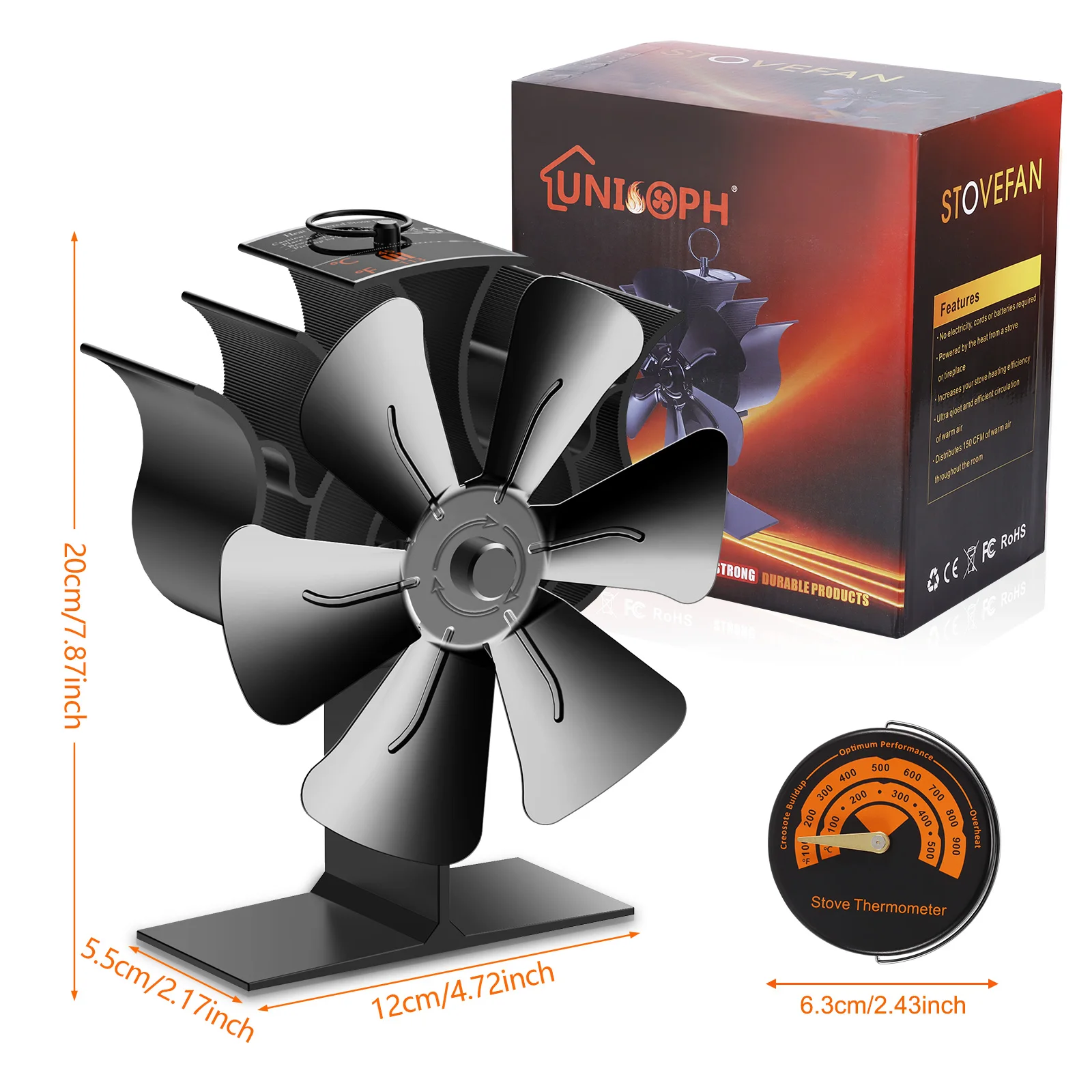 Обычный вентилятор для плиты с 6 лопастями нагревательный индикатором
