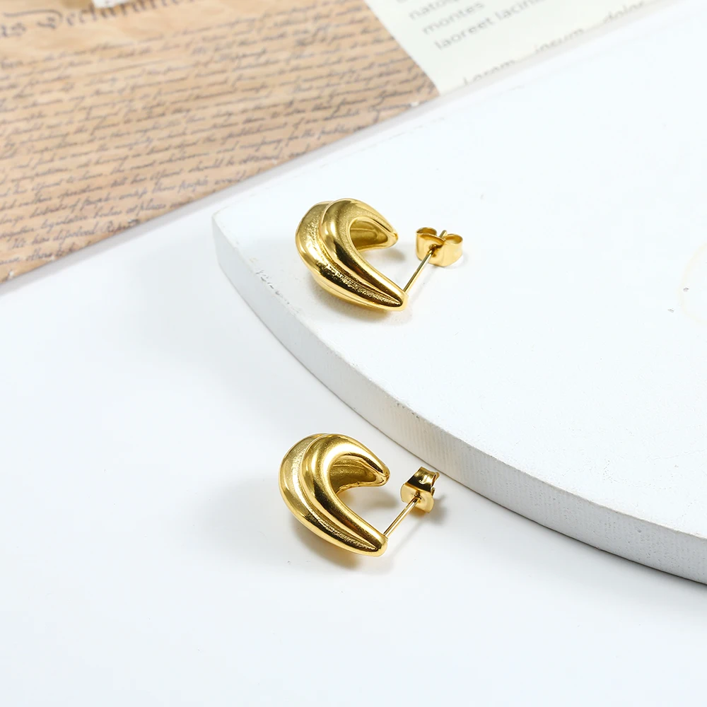 Серьги-кольца из нержавеющей стали для женщин золотой цвет высокое качество