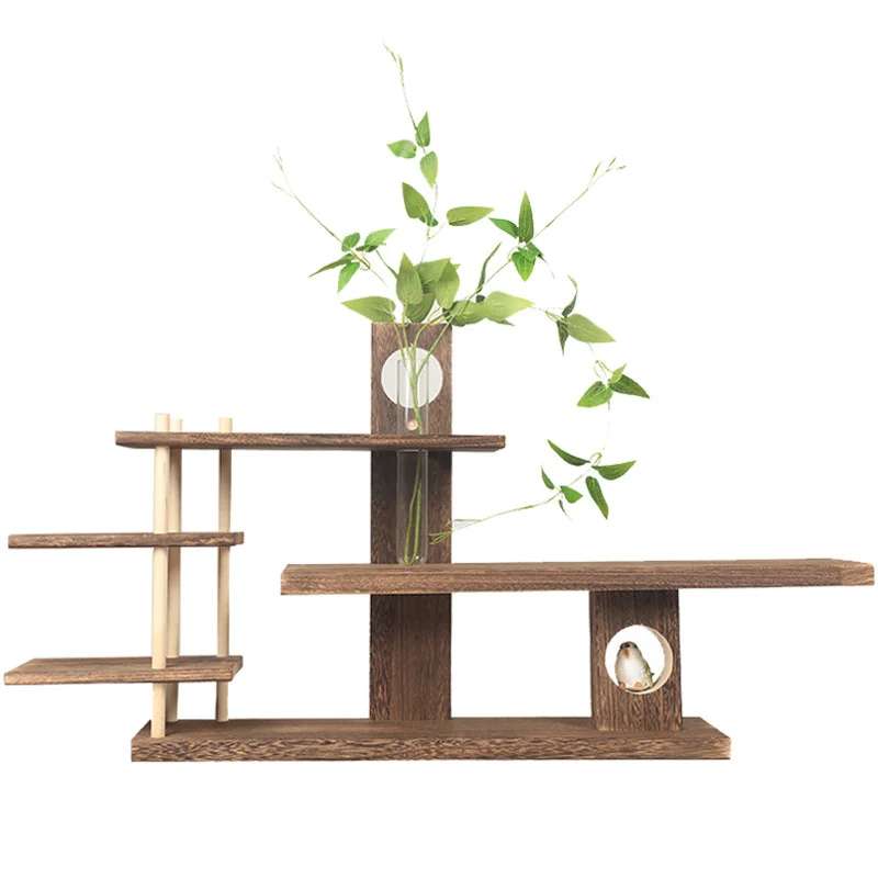 bogu rack solid wood tea set racks chinese wall mounted teacup storage display cabinet storage teapot home kitchen organizer free global shipping