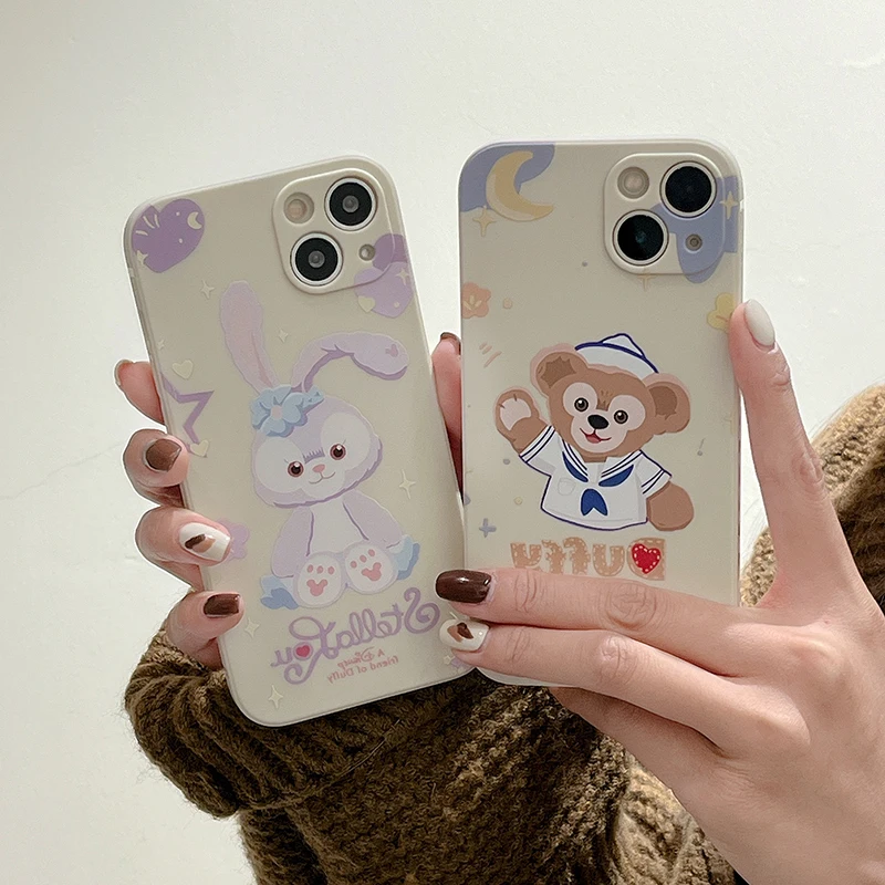 

Disney Cartoon Duffy Bear StellaLou Phone Case For iPhone 13 11 12 Pro Max Mini XS XR X 8 7 Plus SE Back Cover