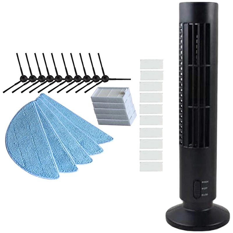 

10Pcs Side Brush+5Pcs Hepa Filter For ILIFE V3 V3S V5 & 1Set Air Cleaner Ionizer Negative Ion Generator Black EU&US Plug