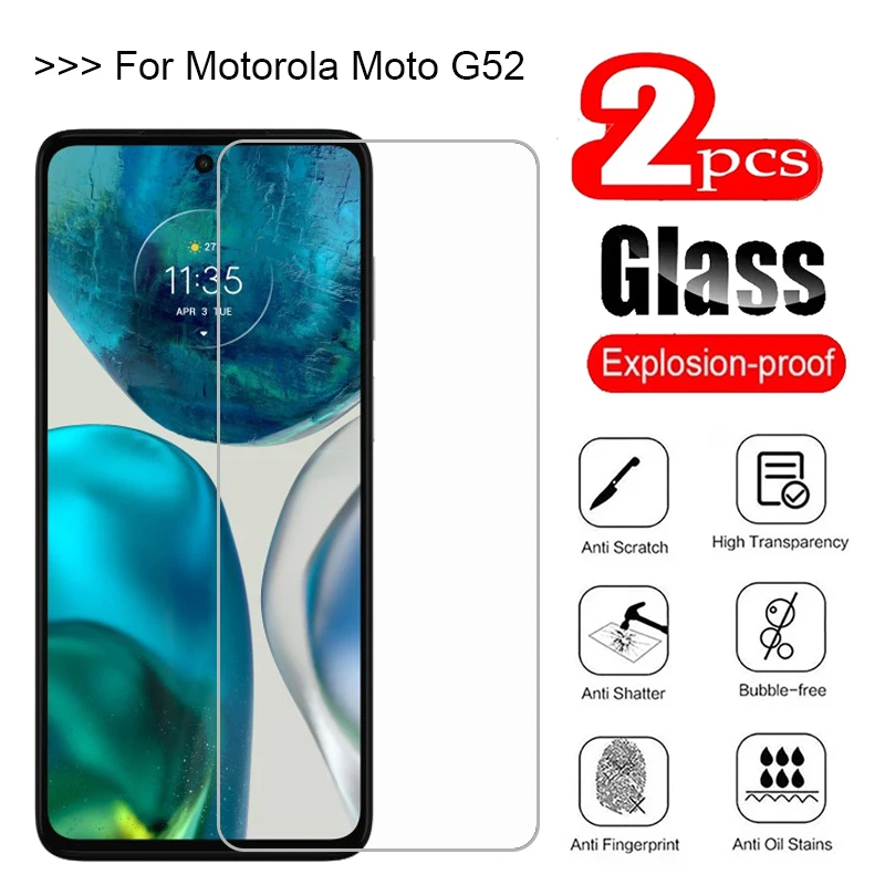 

2 шт. закаленное стекло для Motorola Moto G52 Защитная пленка для экрана 9H Защитное стекло для Moto G52 G 52 Pelicula De Vidrio