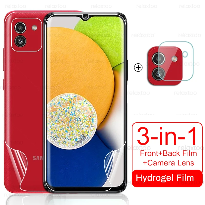 

Изогнутая Передняя и задняя Гидрогелевая пленка 1to3 999D для защиты камеры Samsung Galaxy A03, A 03, 03A, Φ/DS, 6,5 дюйма, крышка объектива, не стекло