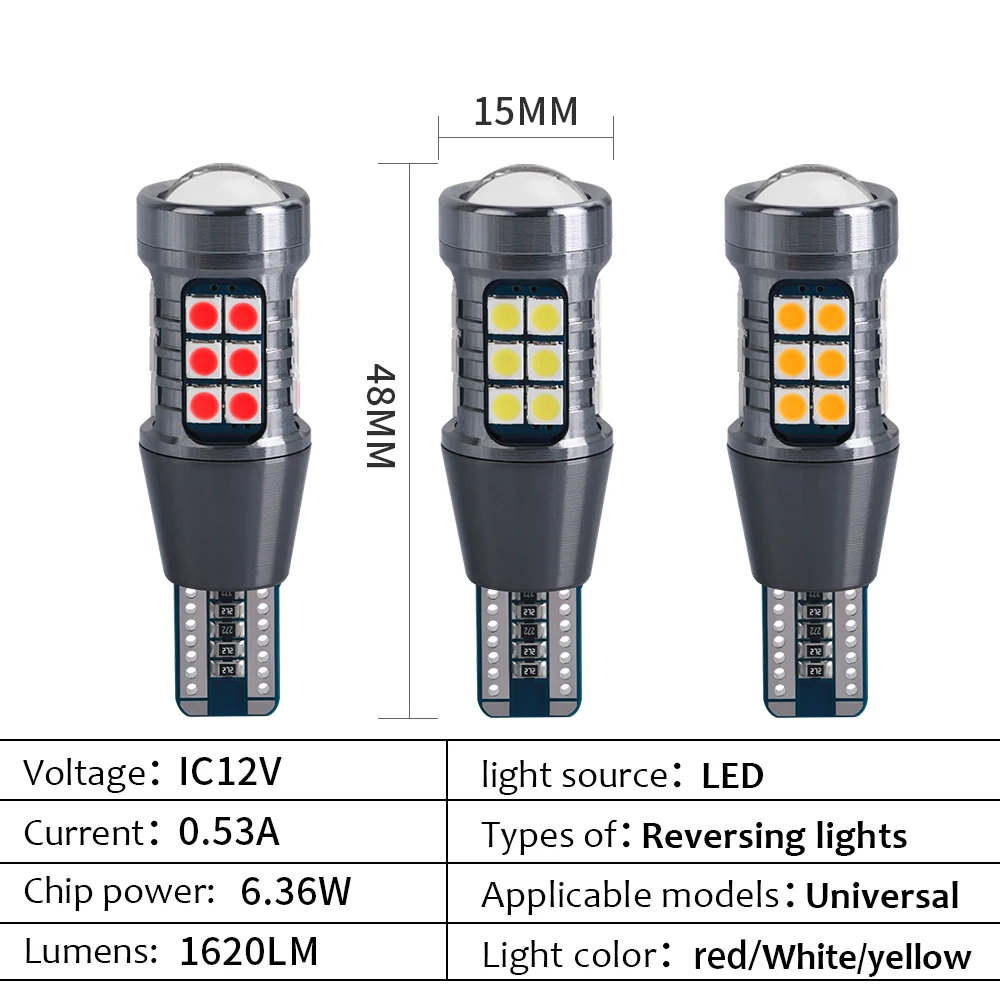 2pcs T15 W16W 921 912 LED Bulbs High Power 27pcs 3030SMD Super Bright Car Reverse Light Blub Backup Lamp Brake 6000k White