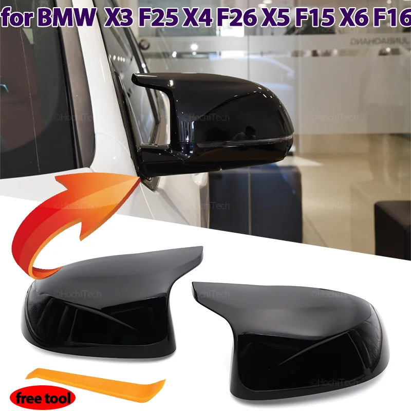 

2x Carbon Fiber Pattern Black Rearview mirror cover Replacement for BMW F25 X3 F26 X4 F15 X5 F16 X6 14-18 M Style Look Overlay