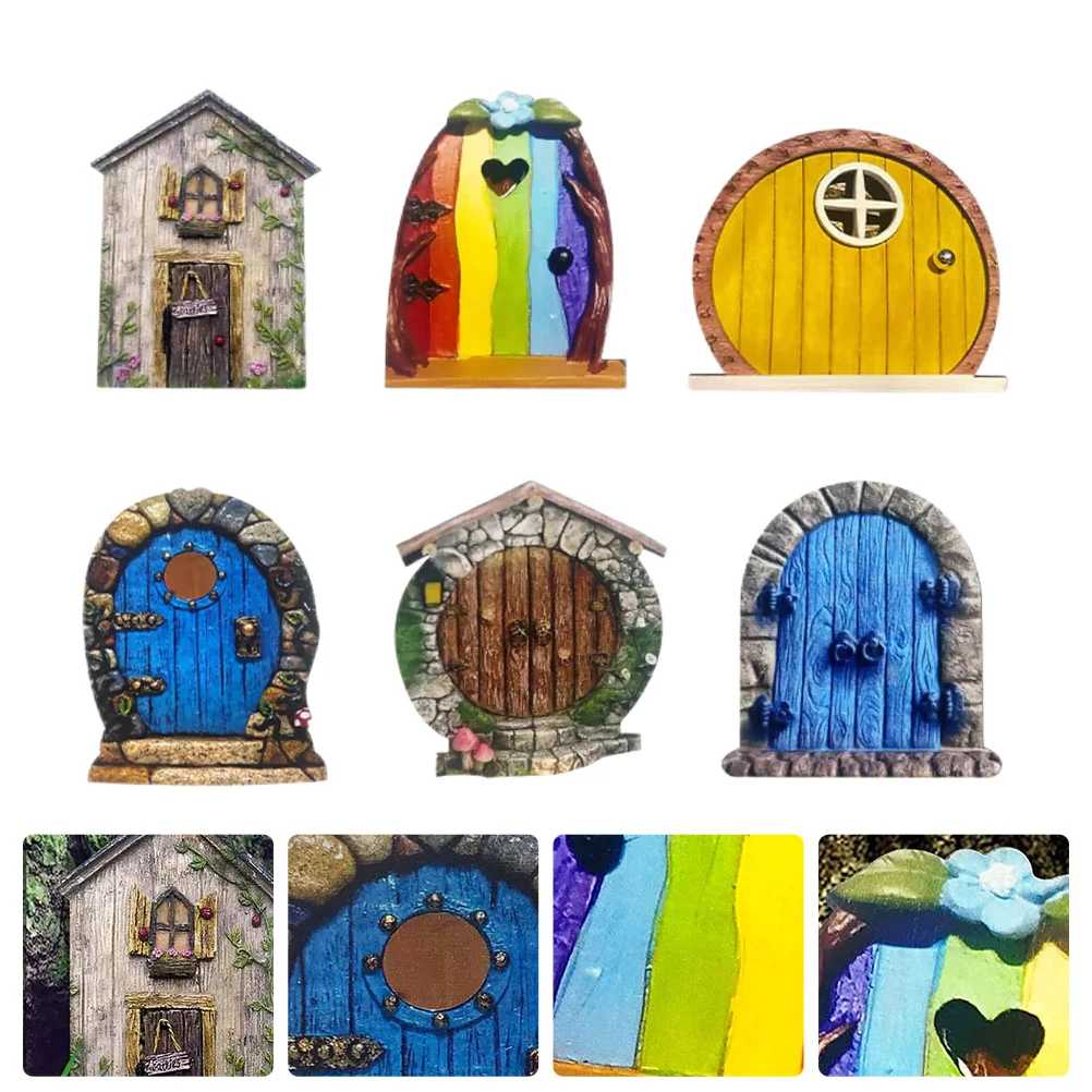 

Door Fairy Gnome Miniature Doors Windows Housegarden Tree Treesdollhouse Window Outdoor Wooden Elf Decor Landscape Home Statue