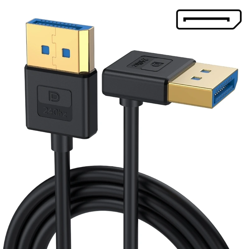Кабель DisplayPort DP1.4 под углом 90° Силиконовый видеокабель для экстремальных