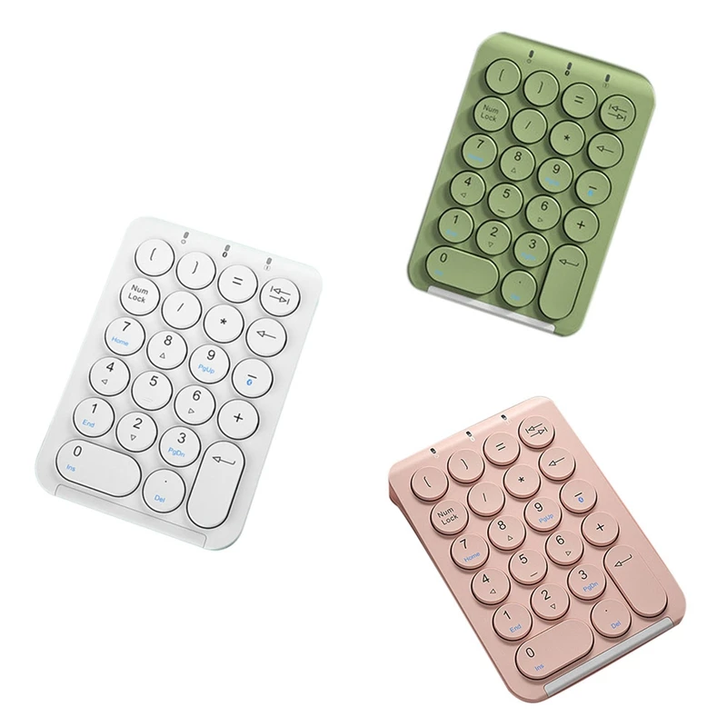 

Wireless Number Pad Bluetooth Numeric Keypad Round Keycaps Numpad 22 Keys Rechargeable Number Keyboard
