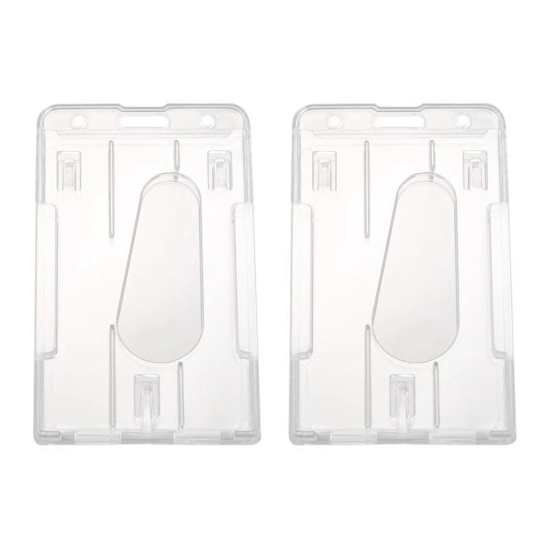 

2 х Вертикальный жесткий пластиковый держатель для значков, двойная карточка, многофункциональный прозрачный 10x6 см