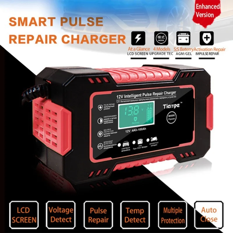 6A 12V Digital Car Battery Charger Fully Automatic Repair Charge For Car Motorcycle SUV Stea Battery Charger 12v Fully Automatic