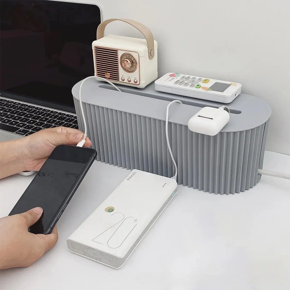 1 Шт. Ящик Для Хранения Кабелей С Крышкой Органайзер Большой Емкости Офисного