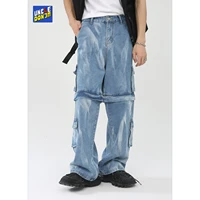 uncledonjm detachable jeans men distressed denim jeans baggy jeans hip hop jeans for men hip hop pants punk pants