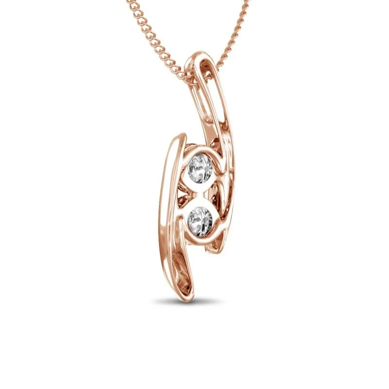 Фото Daisini Ожерелье из стерлингового серебра 925 пробы с уникальным дизайном и геометрическим кулоном с кристаллами Сваровски, розовое золото 18 карат для женщин №2