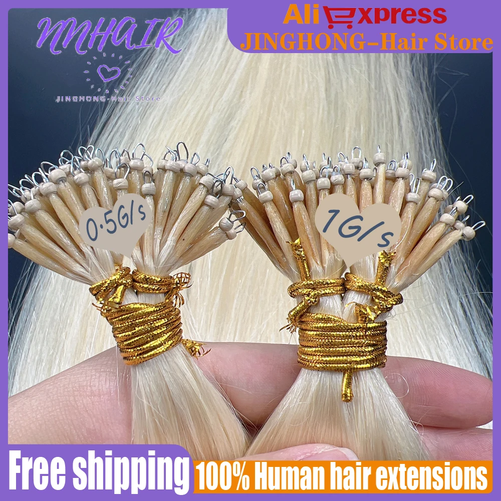 NNHAIR 18“-20” 100% Human Hair Extensions Tip Nano Rings Remy Human Hair Extensions Traceless 0.5G/s 1G/s
