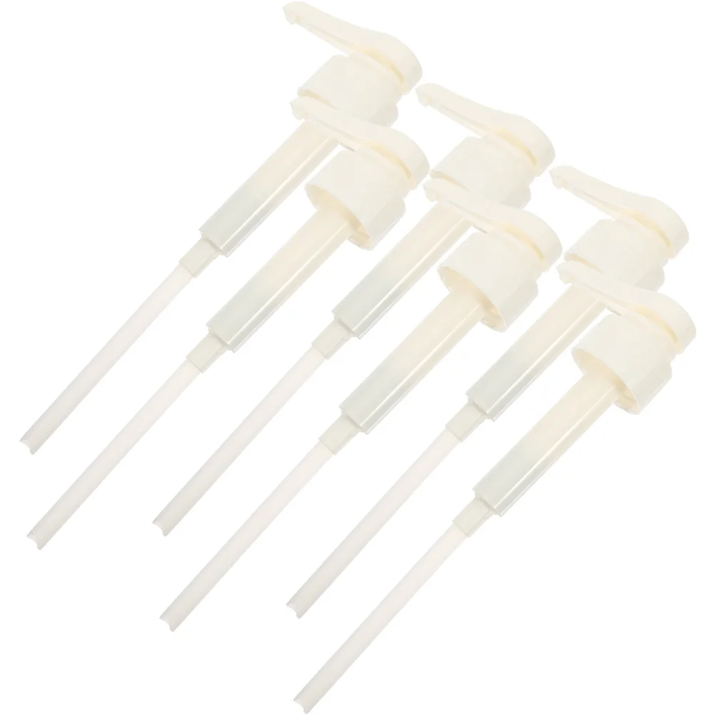 

6 Pcs Pump Head Drinks Coffee Syrup Extruder Flavoring Pumps Plastic Lotion Mouthwash Bottle Dispenser Replacement Soap