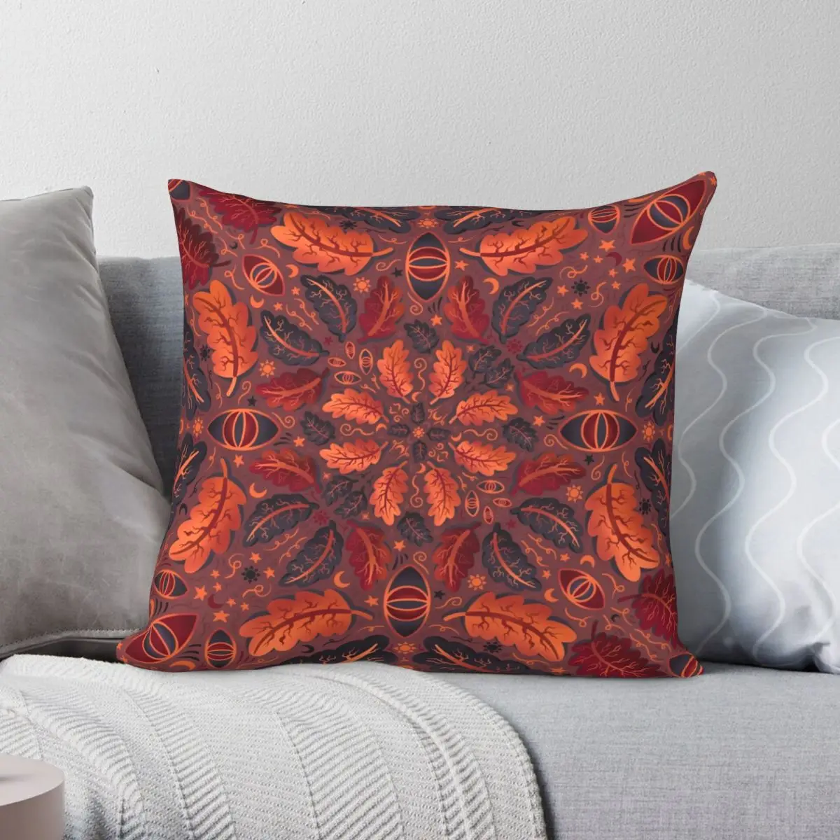 

Осенняя квадратная подушка с листьями чехол из полиэстера и льна с бархатным узором на молнии Декоративная Подушка Чехол