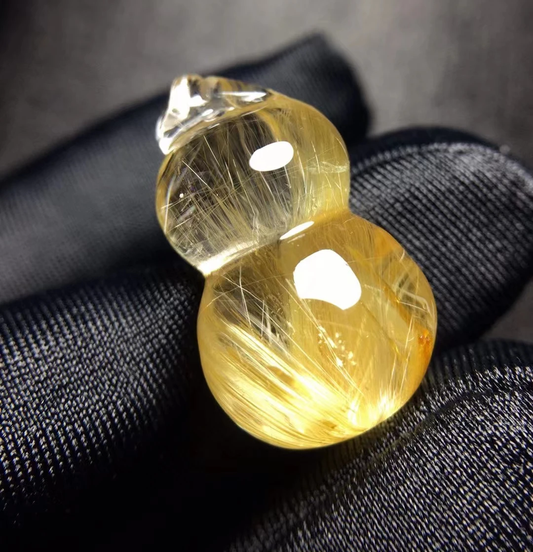 

Натуральный Золотой рутилированный кварцевый бисер, кулон, тыква, резной 23,6*13,6*11,5 мм рутилированный кварцевый бисер, ювелирные изделия для женщин, Бразилия AAAAA