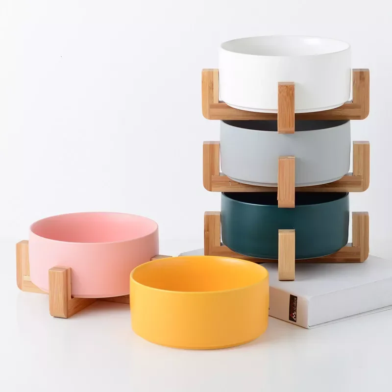 

Ceramic Pet Bowl Cat Puppy Feeding Supplies Double Pet Bowls Dog Food Water Feeder Dog Accessories Durable multiple color option