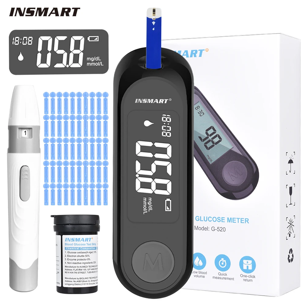 Медицинский Глюкометр INSMART С Тестовыми Полосками И Ланцетами Для Диабетиков