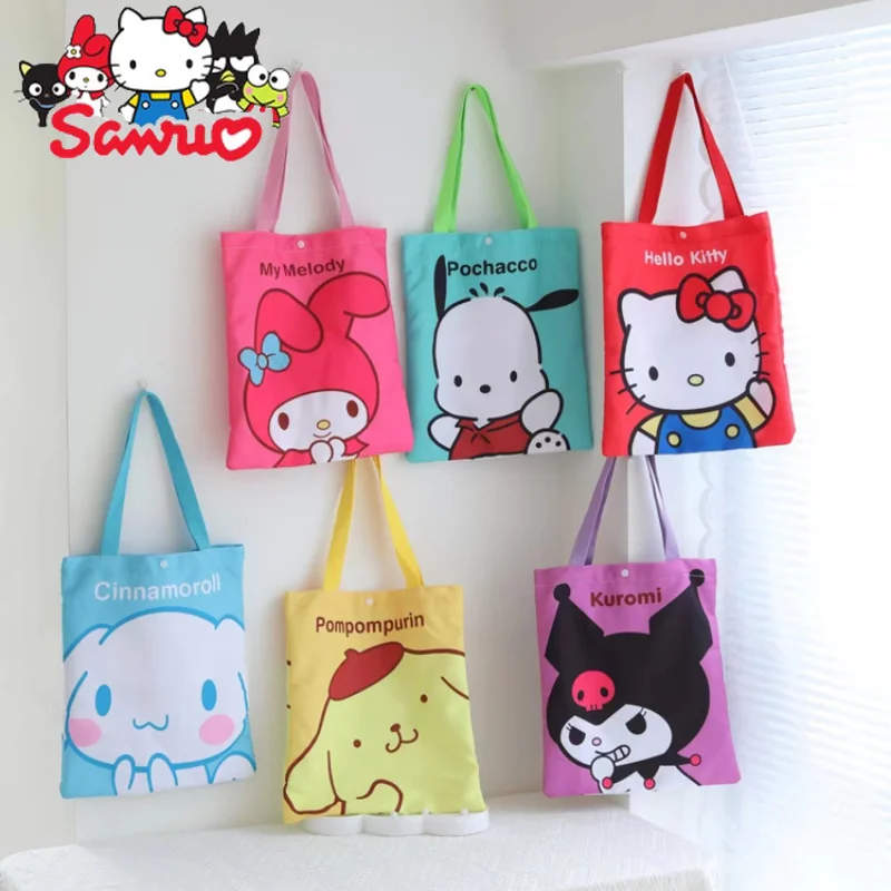 

Sanrio Melody Kuromi Hello Kitty Cinnamoroll понравико A4 Студенческая сумка для обучения сумка через плечо ручная Экологически чистая сумка тканевая сумка