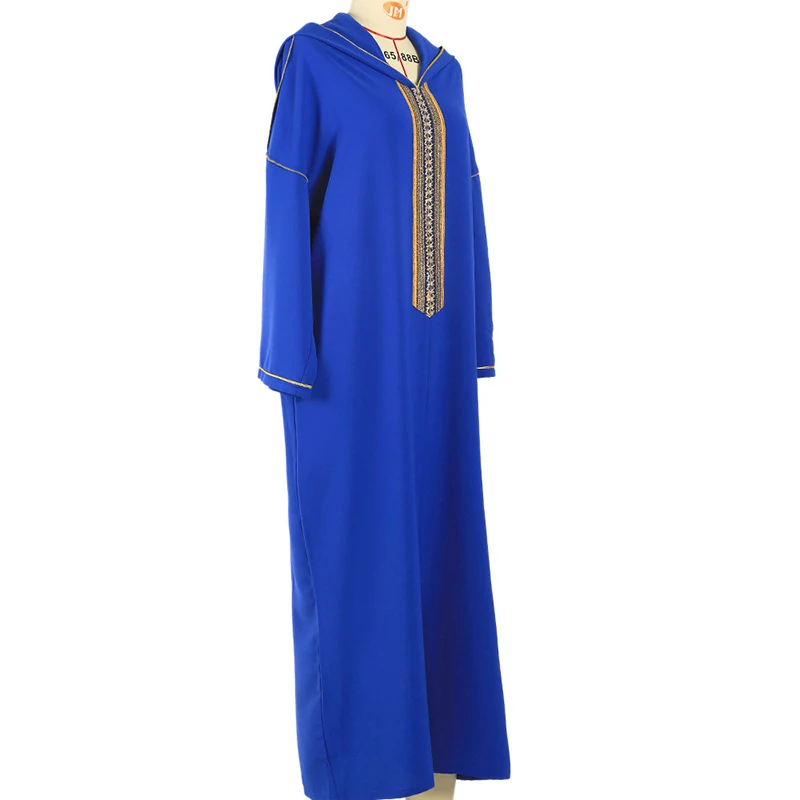 Woman Eid Abaya Dubai Turkey Muslim Hooded Dress 2022 Embroidery Blue Ramadan Plus Size Maxi Kaftan Moroccan Arab Islamic Dress