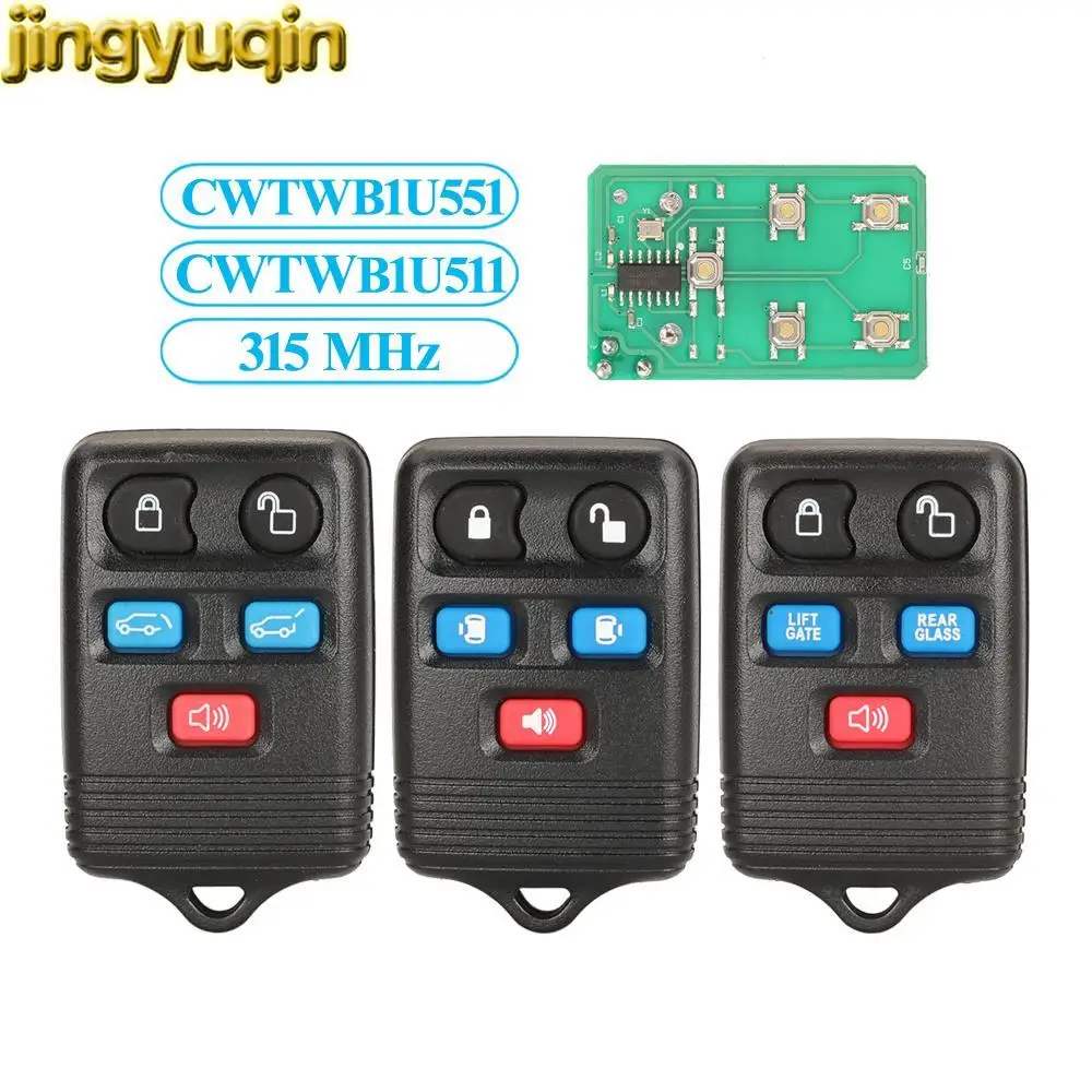 

Jingyuqin 5pcs 5 Buttons Remote Car Key Fob 315Mhz CWTWB1U551/CWTWB1U511 For Ford E150 E250 F-150 Focus Escape Kuga Mustang