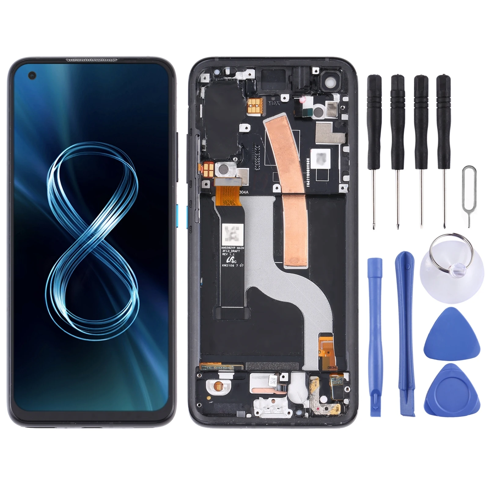 

iPartsBuy AMOLED Material for Asus Zenfone 8 ZS590KS LCD Screen and Digitizer Full Assembly with Frame