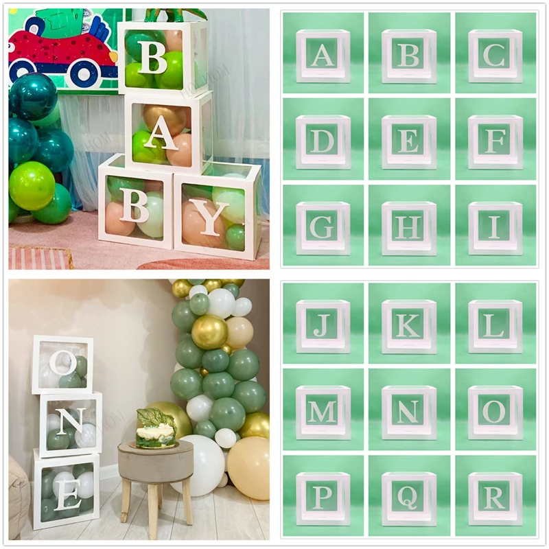 

Baby Shower Box White Transparent Balloon Box Wedding Balloon Decoration Baby Shower 1st Birthday Gender Reveal Party Supplies