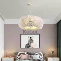kobuc modern goose feather pendant lamp e27 fairy hanging lamp for child room bedroom dining room loft chandelier ceiling light