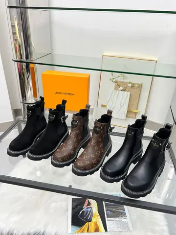 Женские ботильоны Louis Vuitton высокое качество Износостойкий Сейсмостойкий согреться осенне-зимняя обувь Мода женская модель