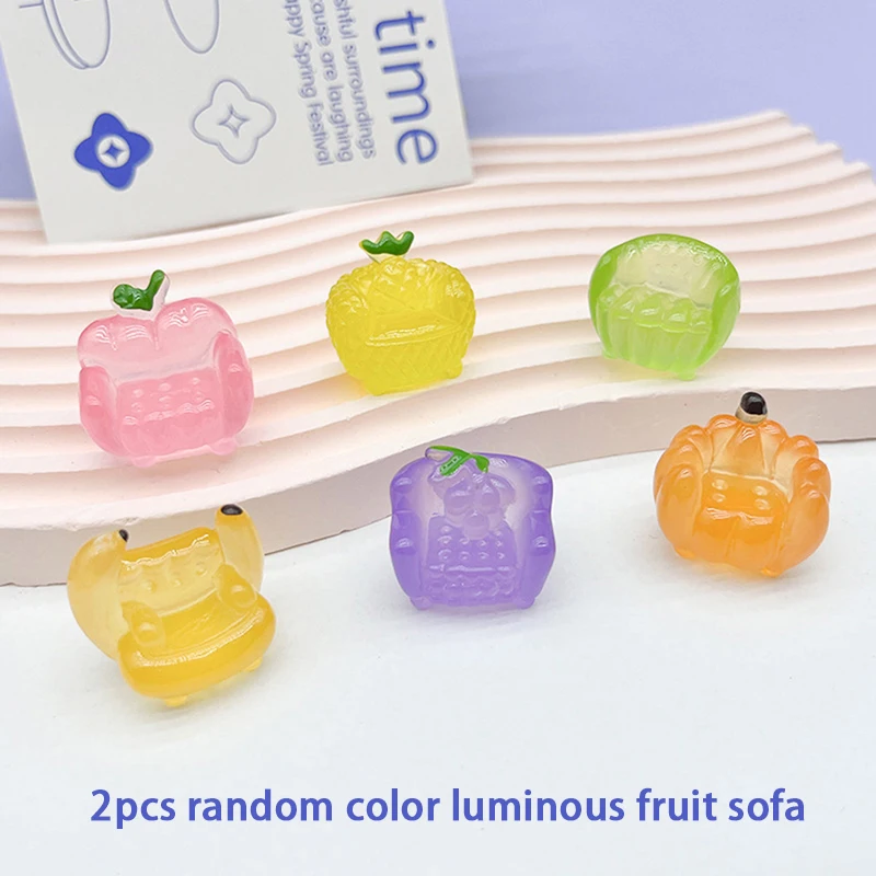 

2Pcs Cute Luminous Fruit Sofa Ornaments Cartoon 3D Fruits Mini Ornament Car DIY Decoration Wholesale