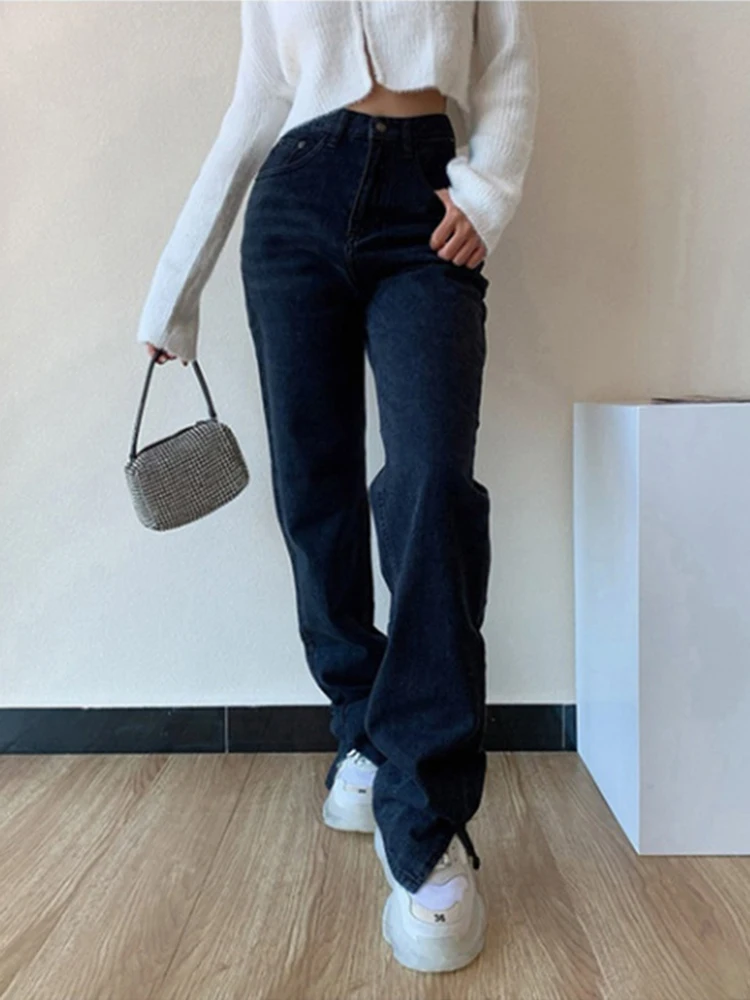 2023 European and American spring and autumn women's jeans temperament commuter trousers denim washed cotton blue jeans women