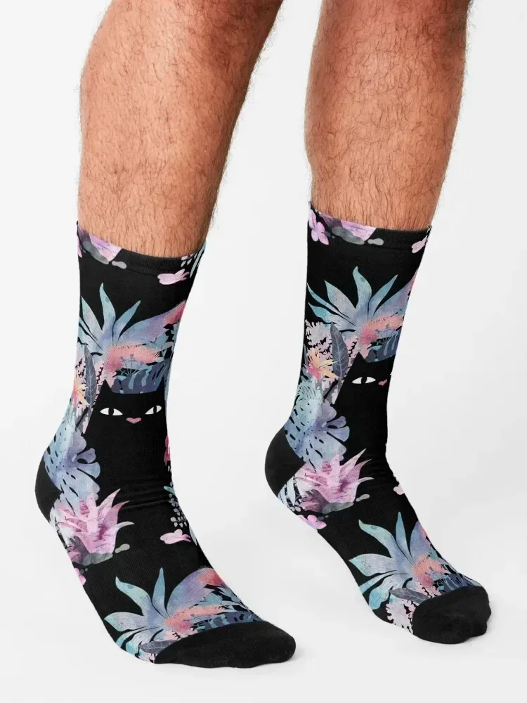 Popoki (Пастельный Черный Бархат) Носки с подогревом спортивные носки на Хэллоуин