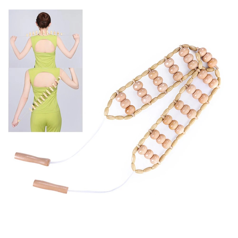

Wooden Massage Roller Rope Wood Therapy Tools for Body Contour Cellulite Massager for Backpain Relief Neck Shoulder Waist Leg