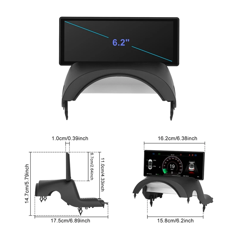 Дисплей приборной панели HUD HD IPS диагональю 6 2 дюйма черный дисплей для Tesla Model 3