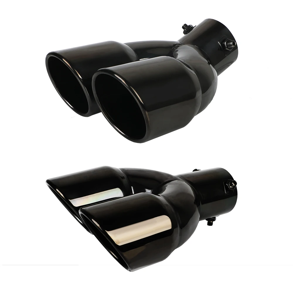 

Черный глушитель с двойным выходом из нержавеющей стали 63 мм Универсальный Автомобильный Впускной двойной цилиндр задний наконечник выхлопной трубы