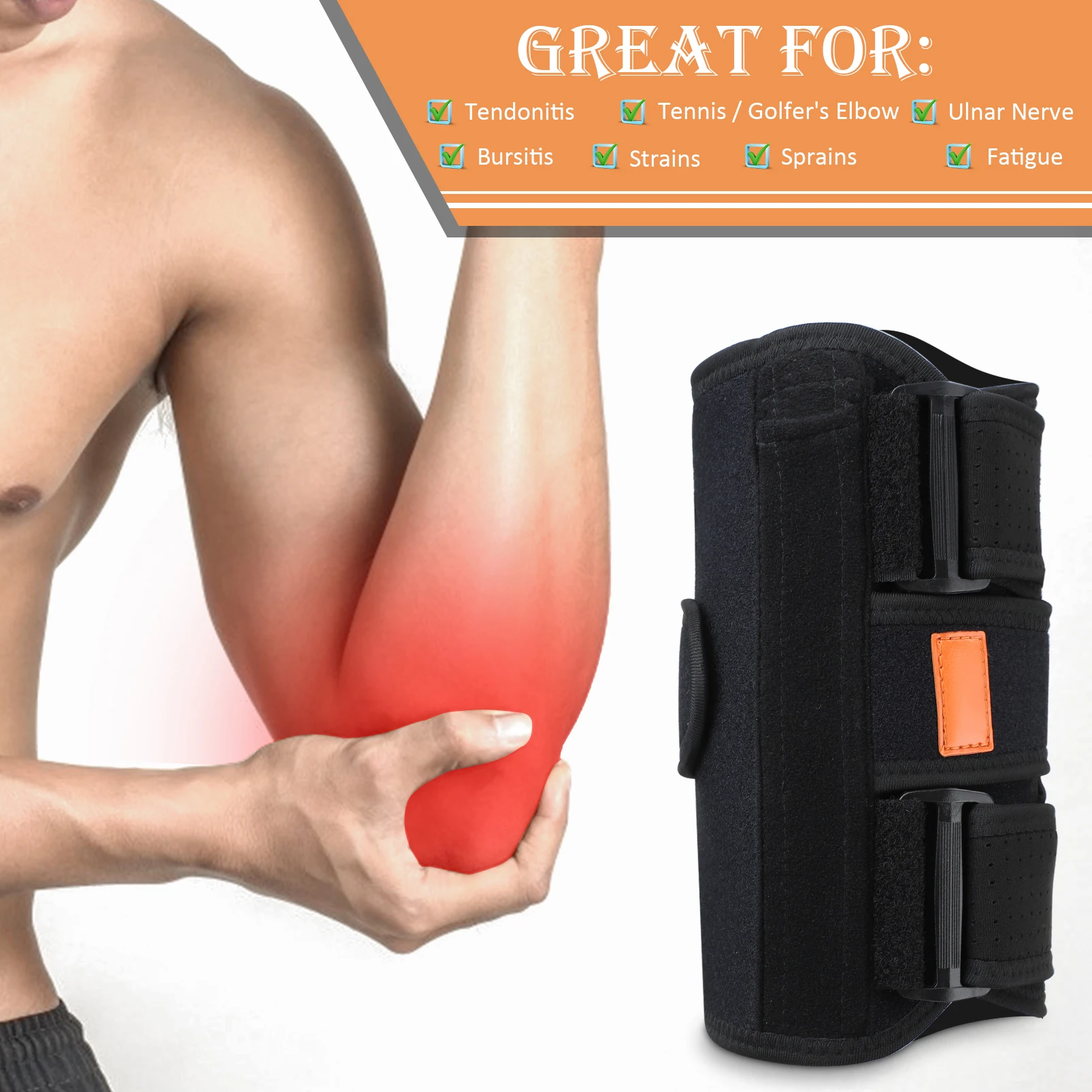 

Elbow Support Strap Upper Arm Hand Elbow Support Braces Splint Elbow Guard Fixed Joint Arthritis Fracture Stabilizer Adjustable