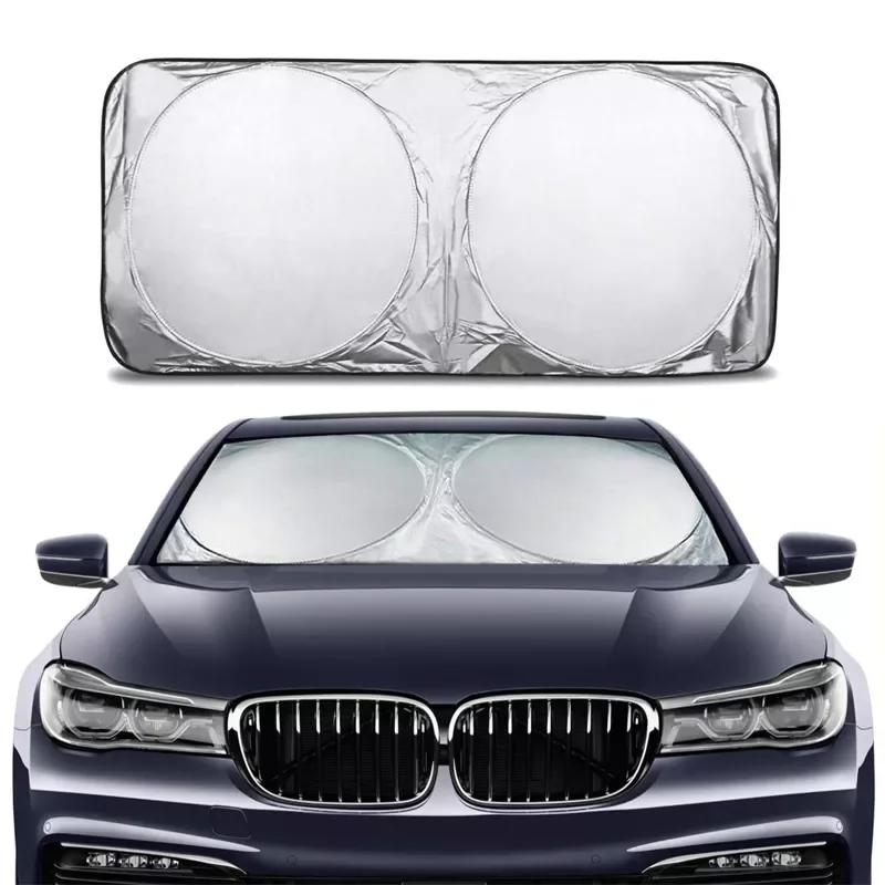 

Car Sunshade Double Circle Coated Silver Cloth Sun Front Sunshade Summer Sunshade 3 Sizes Auto UV Protection Shield