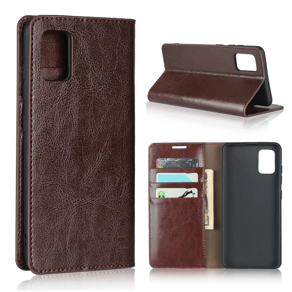 

Natural Genuine Leather Skin Flip Wallet Book Phone Case Cover On For Samsung Galaxy A21s A31 A51 A71 A 21s 31 51 71 64/128 GB