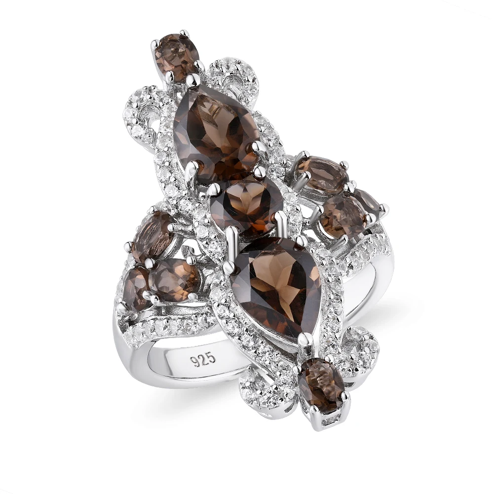 

Женское кольцо GZ ZONGFA, обручальное кольцо из серебра 925 пробы с натуральным дымчатым кварцем и драгоценным камнем