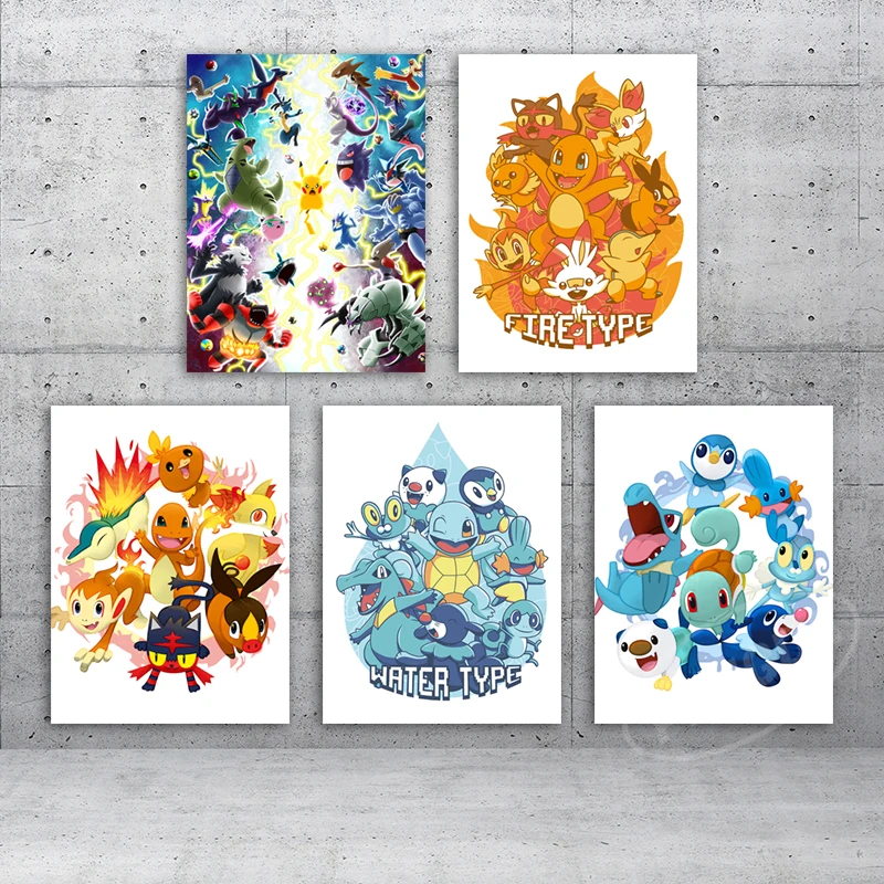 Покемон домашняя декоративная анимация эльф картины на холсте HD красочные