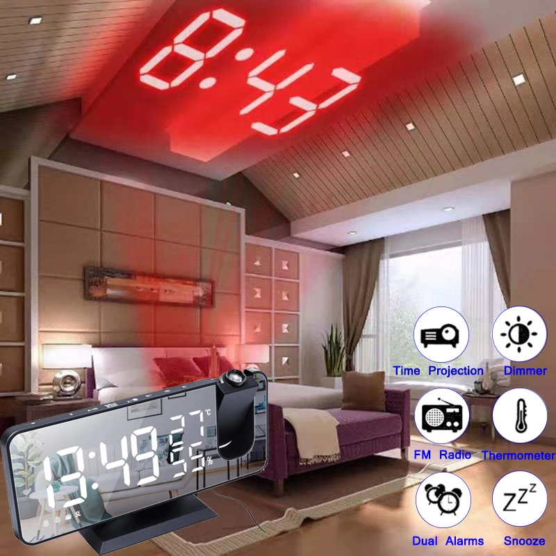 СВЕТОДИОДНЫЙ цифровой проекционный смарт-будильник настенные часы электронные