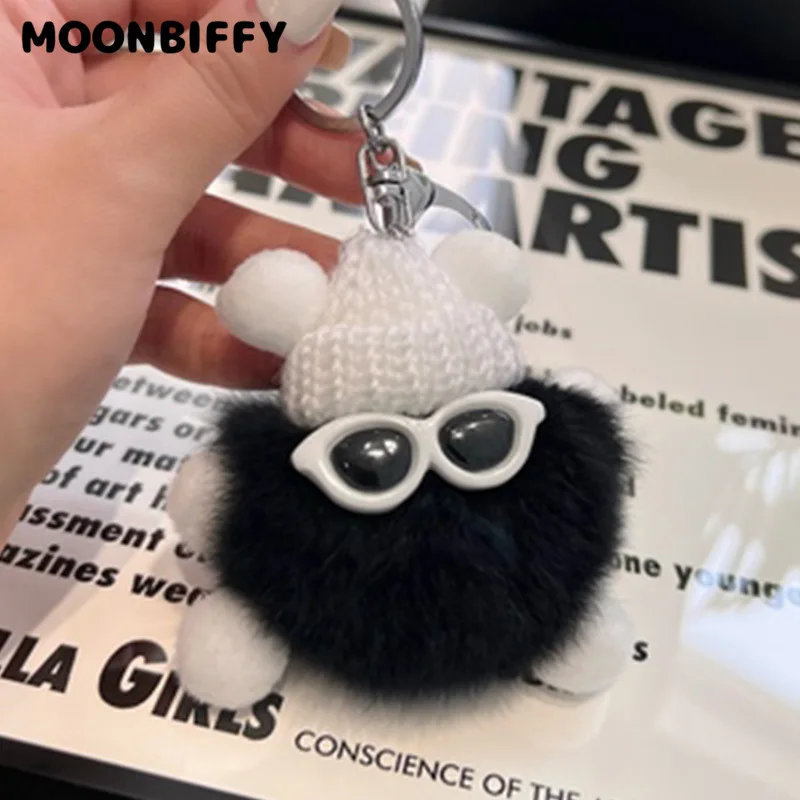

Plush Keychains Plush Briquettes Wear Sunglasses Pendant Car Key Bag Cartoon Plush Doll Pendant Cool Keychain Cute Decoration