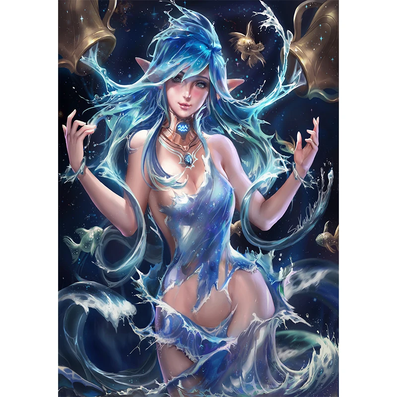 

Custom Print Twelve Constellations Aquarius Sexy Girl Art Posters Wall Art Canvas Painting for Living Room Home Decor Picture