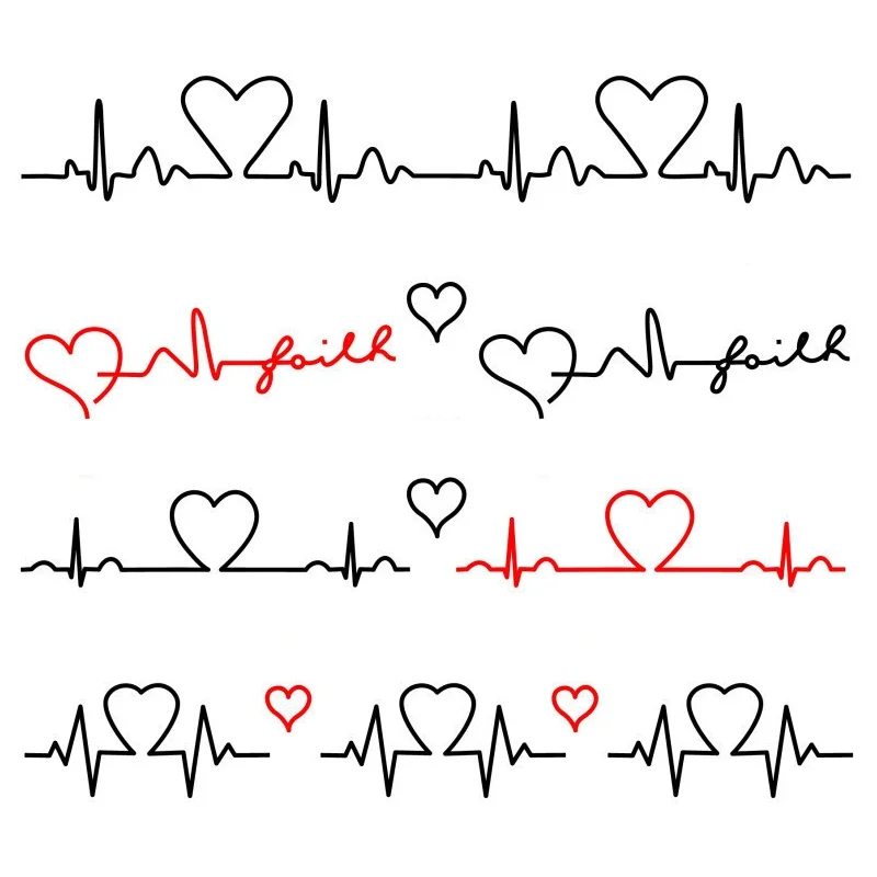 

Водонепроницаемые Временные татуировки ЭКГ сердцебиения красный черный белый симуляция татуировки для ночного клуба для женщин мужчин па...