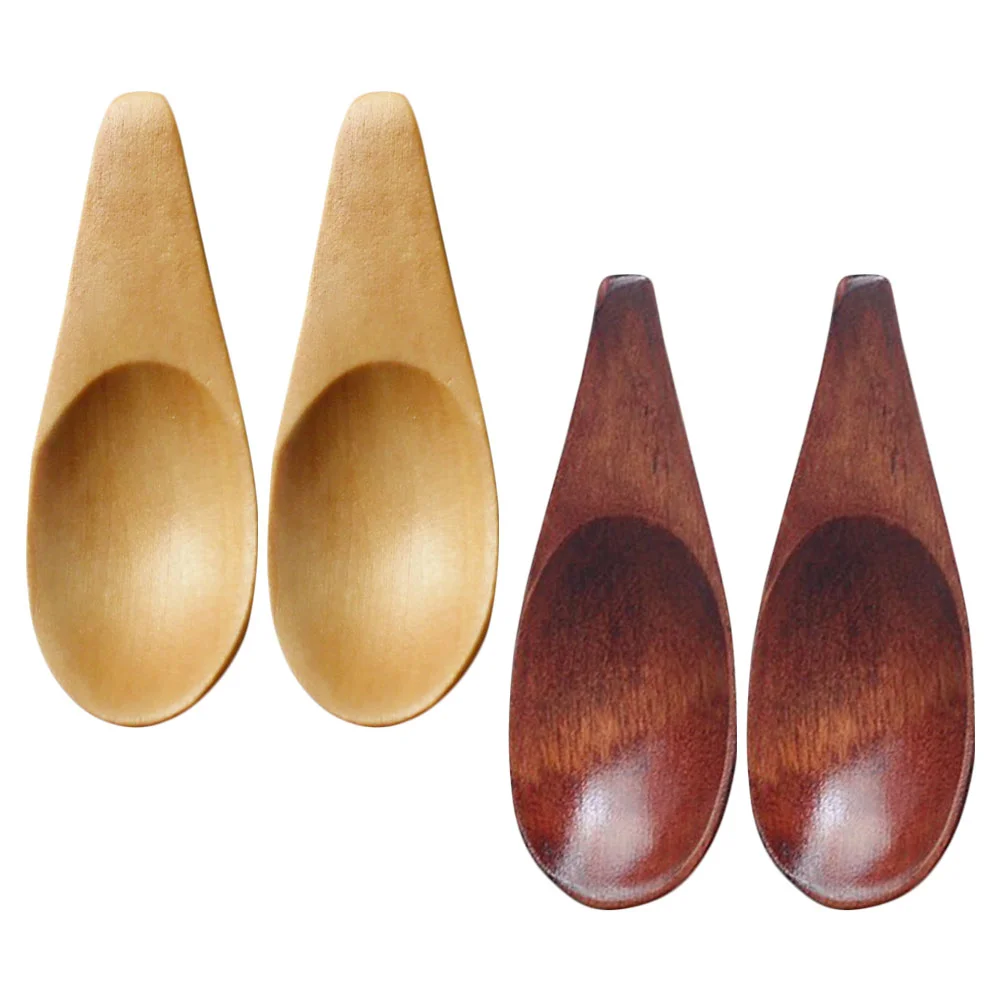 

4Pcs Creative Tea-leaf Scoops Wooden Small Powder Scoops Coffee Powder Spoons